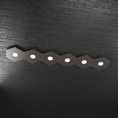 Plafoniera Moderna Hexagon Metallo Marrone 6 Luci Led 12X6W (1/5)