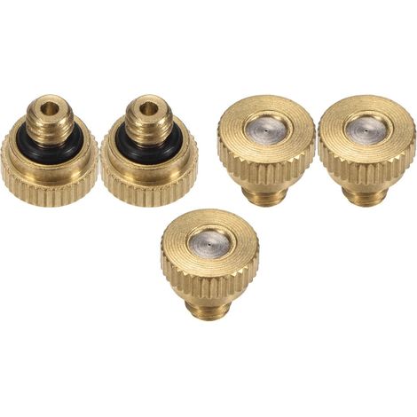 5 Pcs Buse de Brumisation en Laiton, 0.1mm Orifice 10/24 UNC Buses Rechange à Joint Torique pour Système Froid, Atomisation Basse Pression - 0.3mm
