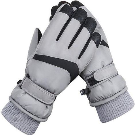 Gants d'hiver, gants de neige imperméables et coupe-vent, gants de cyclisme, homme, gris