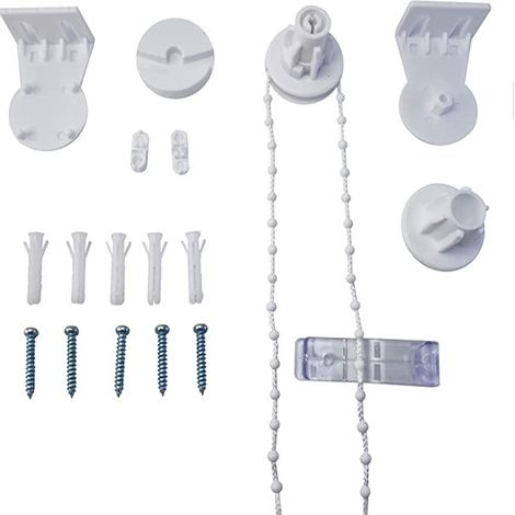 Tête de commande classique pour store enrouleur de 25 mm avec chaînette de 3 mètres, vis et bouchon en caoutchouc (1/5)