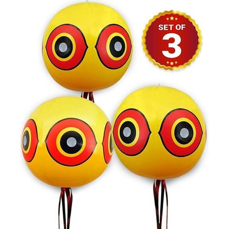 Globos repelentes - Ahuyentador de pájaros antipalomas - para ahuyentar palomas, cuervos y más - para usar con ultrasonido/pincho/red - Paquete de 3 (1/4)