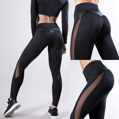 Pantaloni da yoga sexy - Leggings sportivi - Yoga - rete senza cuciture - Fitness Palestra - Effetto push-up sui glutei - Leggings da donna - Pantaloni sportivi - Leggings alla moda - Pan (1/5)