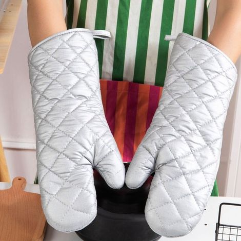 Gants de cuisine unisexes, résistants à la chaleur, pour le four et le barbecue, avec boucle de suspension, faciles à ranger, grande taille. (1/4)