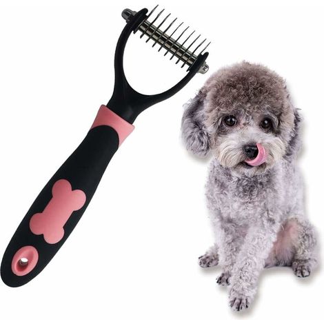 Brosse Chiens Et Chats, Brosse à Poil pour Animaux de Compagnie, Peigne de Toilettage pour Dénouer Les Nœuds, Rose (1/5)