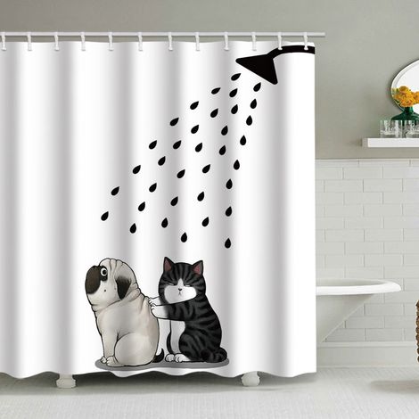 180 x 200 cm Duschvorhang mit lustigem Tiermuster, wasserdicht, inklusive 12 Haken, geeignet für Erwachsene und Kinder, Badezimmerdekorationsaccessoire.