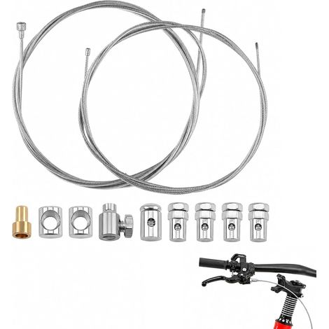 Câble Tondeuse, Câble Accélérateur Tondeuse, Réparation d'Urgence et Entretien Routier, 2 Pièces 2 Mètres avec 9 Raccords Ø1,5mm et Ø2,0mm (1/5)