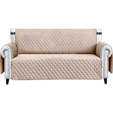 Copridivano Copri Poltrona Impermeabile Tasche Laterali Proteggi Divano Antimacchia Antiscivolo Beige - 3 Posti
