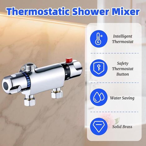 Mitigeur thermostatique mural pour douche, vanne de contrôle chaud/froid anti-brûlure réglable (1/4)