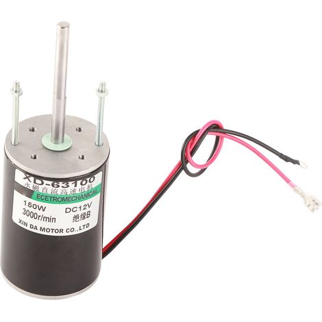 Leistungsstarker 150-W-Gleichstrommotor mit Bürsten, Vorwärts-/Rückwärtslauf, für DIY-Generatoren (12 V 3000 U/min) (1/5)