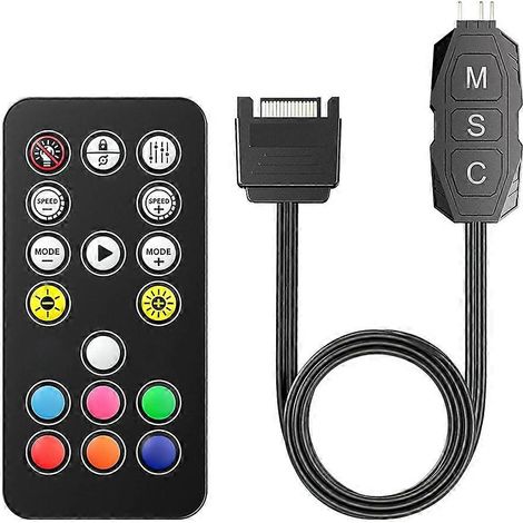 Kit de contrôleur ARGB avec télécommande à 17 touches, kit de contrôleur mini RGB pour ventilateur de boîtier, répartiteur ARGB (1/5)