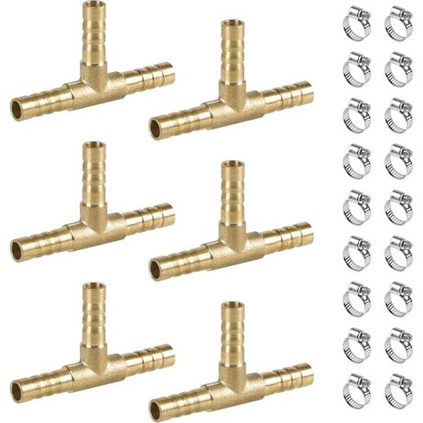 6 Pièces 6mm Raccord Cannelé pour Tuyau 3 Voies (1/5)