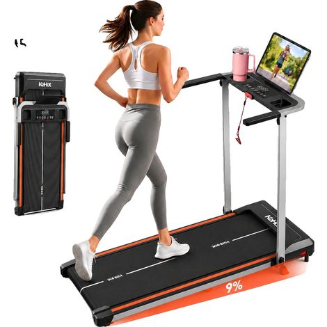 Cinta de correr plegable, velocidad ajustable de 1 a 12 km/h, 3 modos de entrenamiento, superficie de carrera de 80 a 120 cm, diseño compacto, compatibilidad con Bluetooth. (1/5)