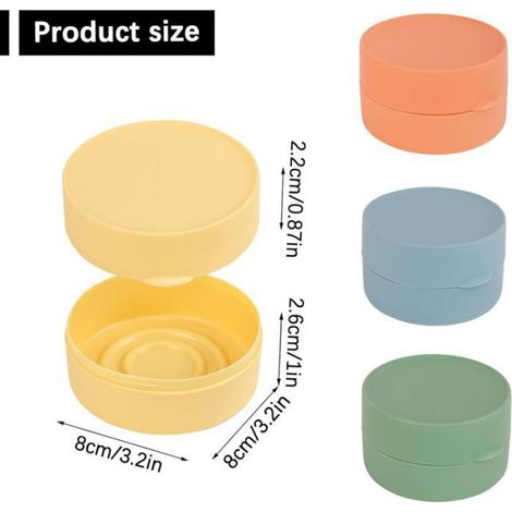 4pcs Boîte à savon voyage portable - Étanche et hygiénique Format compact - Gym voyage natation camping - Rond 8x8x4.5 cm (1/5)