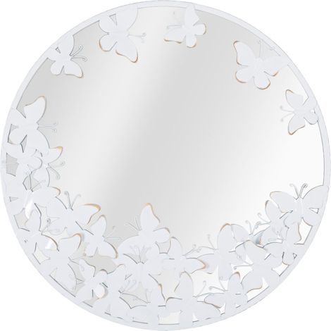 Specchio da parete in metallo bianco, 62,5x2,3 cm – rotondo Butterfly (1/5)