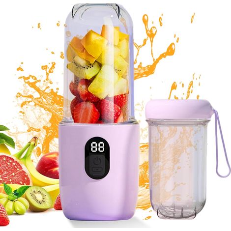Mixeur portable 500 ml : Smoothie Maker to Go, mixeur à smoothie avec affichage numérique, blender portable avec 16 lames, rechargeable par USB, mini blender pour voyage, bureau, cuisine, camping (1/5)