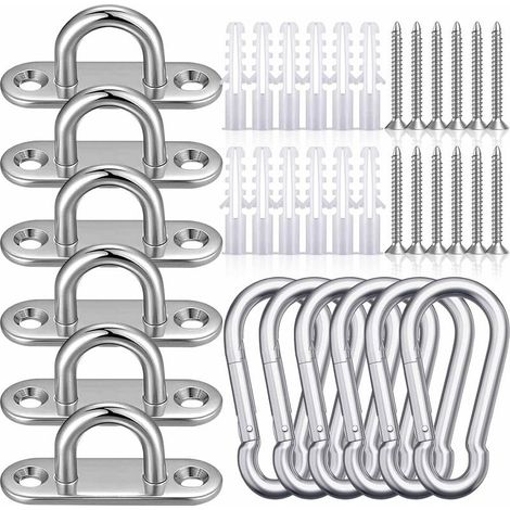 Pontet Inox M5, Crochet Inox,6 Pièces Plaques à Oeillets en Acier Inoxydable,Plaques Oculaires et Mousquetons (1/5)