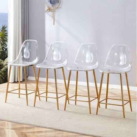 Transparente Barhocker, 4er-Set, goldfarbenes Metallgestell HAVRYA (1/5)