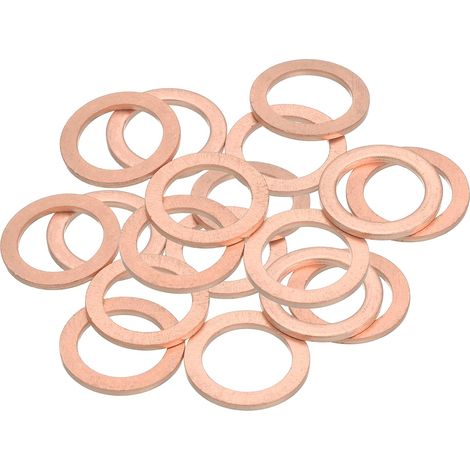 18Pcs Rondelles Métal Plates, M14 Rondelles Cuivre Joint, 14mm DI, 20mm DE, 1.5mm D'Épaisseur D'Étanchéité Cuivre Kit Rondelles Écrasées Assortiment Pour Boulons Vis Réparation (1/5)