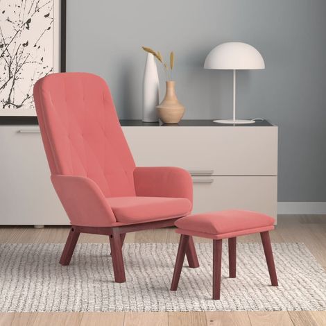 Chaise de relaxation avec repose-pied Fauteuil relax - Rose Velours BonneVie-52670 (1/5)