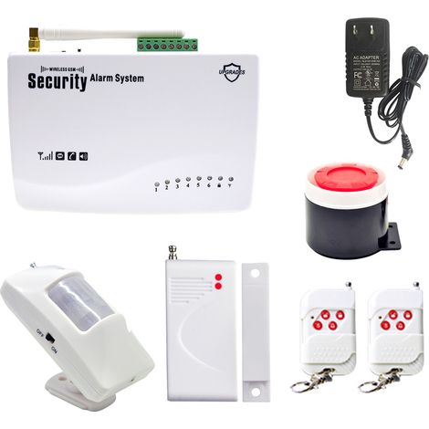 Kit d'alarme domestique sans fil GSM intelligent SOS antivol, détecteur incendie et gaz capteur UK (1/5)