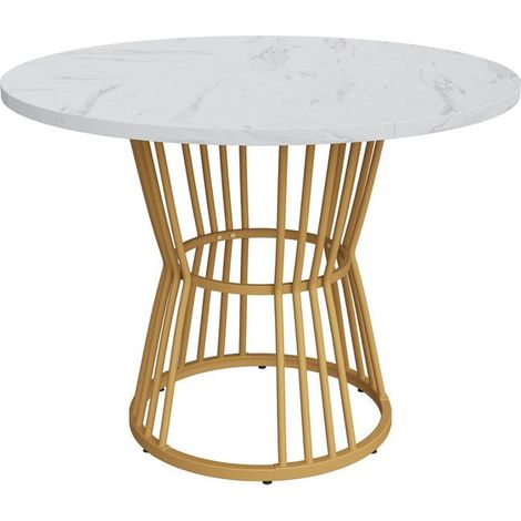 Table à manger ronde 100 cm avec 4 chaise,Ensemble de table à manger table de cuisine avec chaises de salle à manger en velours noir (1/5)