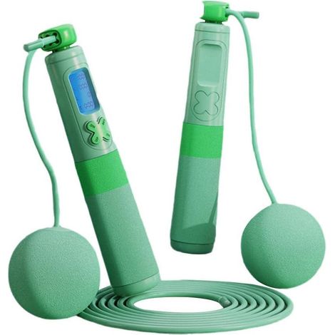 Corde à sauter sans fil avec compteur numérique - Vert - Skipping cordless - Équipement fitness - Perte de poids - Entraînement professionnel (1/5)