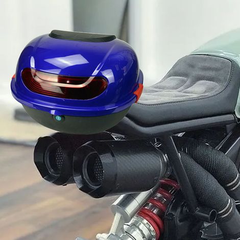 Coffre arrière de moto grande capacité, étanche et résistant aux chocs, compatible avec scooters (bleu) (1/5)