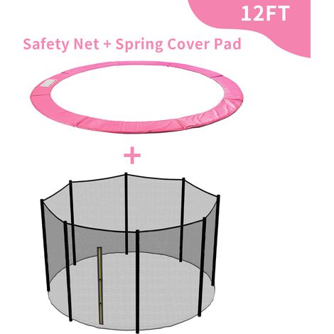 Greenbay Trampoline Replacement Spring Cover Padding Pad & Safety Net Enclosure Netting Surround Bundle 12FT Pink (1/4)