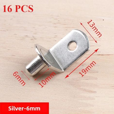 (Argent-6mm-NA) 16 supports d'étagère robustes en forme de L, clips nickelés avec trou pour une fixation sécurisée dans la cuisine ou la bibliothèque. (1/5)
