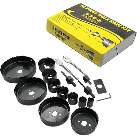 Kit de 18 scies cloches en acier au carbone avec coffret, accessoires pour outils électriques, pour bois, métal et plastique. (1/5)