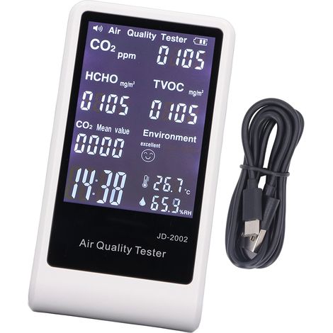 Détecteur de qualité de l'air 7 en 1 avec écran numérique et alarme automatique, analyseur d'air intérieur pour maison, bureau (1/5)