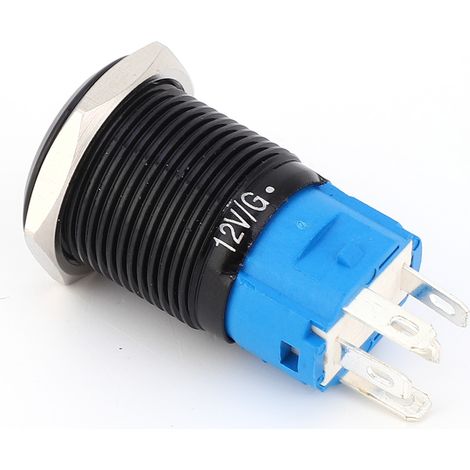 Lot de 2 interrupteurs à bouton métallique étanches à verrouillage automatique avec éclairage 16 mm pour voiture/ordinateur 220V AC (blanc) (1/5)