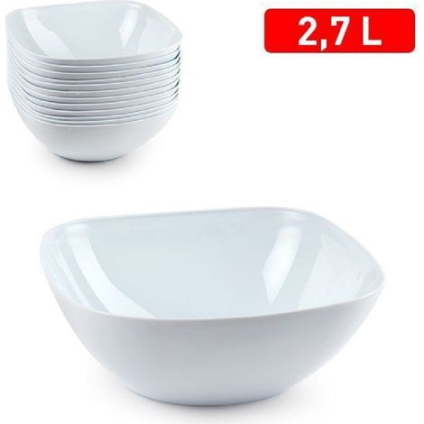 Trade Shop - SET 12 STÜCK 2,7 L WEISS OPAL QUADRATISCHE SCHALE GESCHIRR 1218901 -