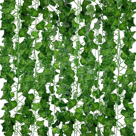 Guirlande De Lierre Artificiel - 2,2 M - Décoration Suspendue Extérieure - Feuillage Vert Réaliste - 12 Pièces Par Lot (1/5)