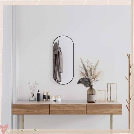 348205 Miroir mural Noir 70x30 cm Ovale (1/5)