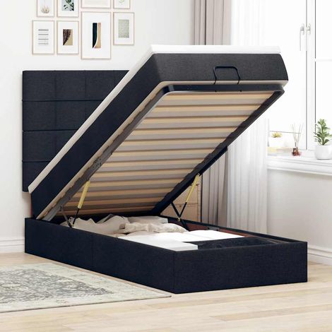 Estructura cama otomana colchón tela negra 90x190 cm vidaXL (1/5)