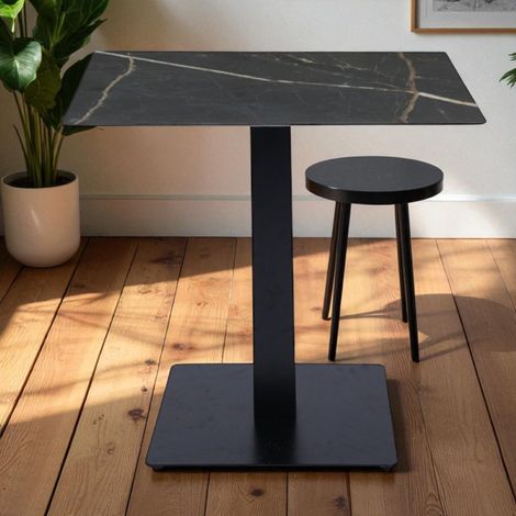 Tavolo bar pub ristorante piano HPL Marmo Nero per esterno 80x80 cm H 74 (1/5)