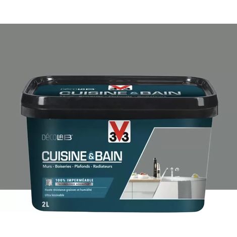 Peinture 100% imperméable pour cuisine et bain – Technologie Aquastop – Nettoyage facile – 2 L – V33 DécoLAB Roche (1/3)