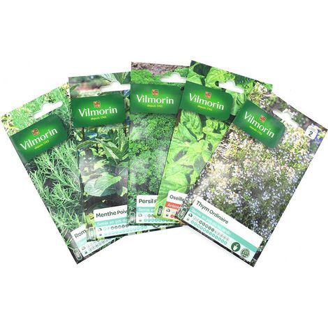 Pack de 5 sachets graines aromatiques - Thym - Oseille - Persil - Menthe - Romarin