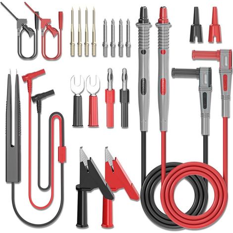 Kit de fils de test multimètre 21 pièces, ensemble de sondes de test électriques numériques avec pinces crocodile, pinces à crochet de test SMD IC, pince de test, sondes tranchantes de précision rempl (1/3)