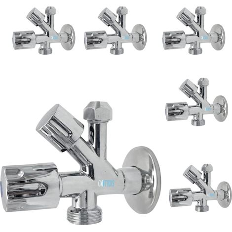 Valvola rubinetto arresto multipack sottolavabo doppio attacco 1/2-3/4-3/8 (quantita) pezzi 6 - confezione 1
