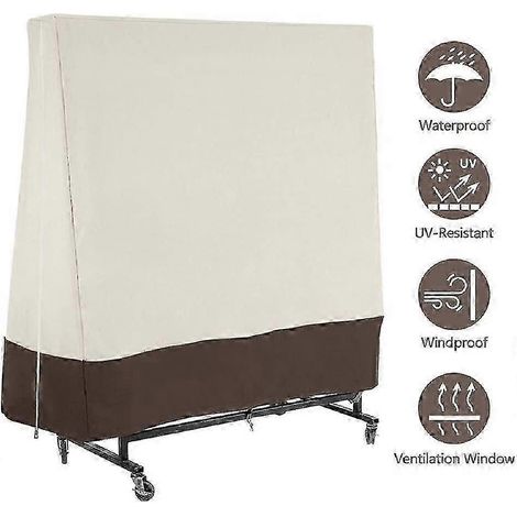 Housse de ping-pong d'intérieur/extérieur en tissu Oxford imperméable beige et marron (1/3)
