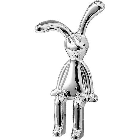 Figurines de lapins électroplaqués, décorations pour salon, table basse ou bureau, mini lapins électroplaqués pour filles-4.4cmx3cmx8.7cm-silver (1/5)
