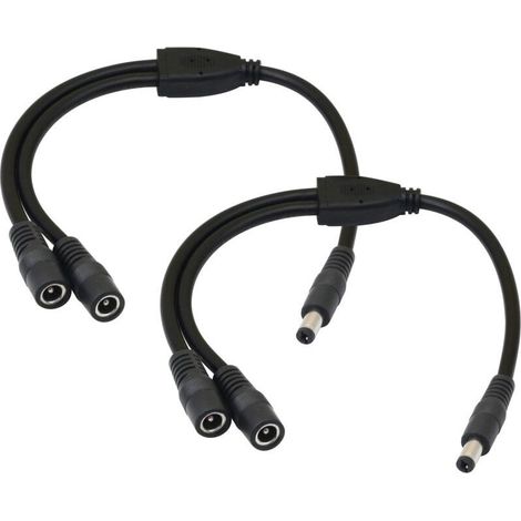 5.5/2.1MM 12V DC câble d'alimentation Splitter 1 mâle à 2 connecteurs Femelles CCTV DC Splitter 1 mâle à 2 Splitter câble Femelle (0,3M) (1/4)