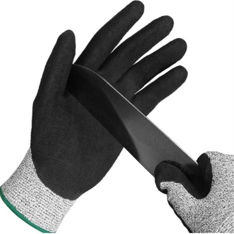 Gants de travail professionnels résistants aux coupures pour hommes et femmes avec une prise ferme et des paumes imperméables — Embouts pour écran tactile et pouce renforcé — Idéal pour couper, tranch (1/4)