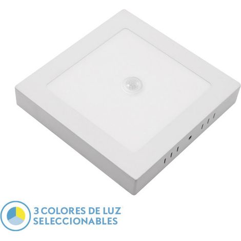 FABRILAMP Downlight Superf. Onix 18w 3000k-4000k-6500k White 1620lm Square C/Twilight Motion Sensor 3x22x22cm (1/2)