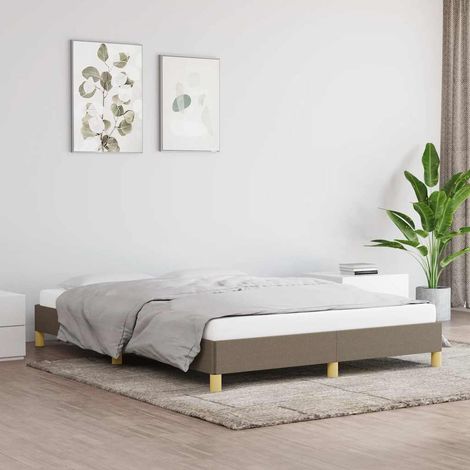 Cadre de lit 160 x 200 cm avec sommier à lattes, tissu taupe, sans matelas - PANGIVO (1/5)
