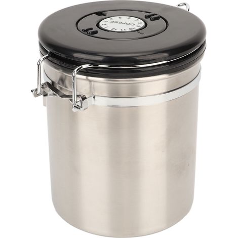 Boîte à café hermétique en acier inoxydable, récipient de conservation des aliments avec valve de décompression et dosette 1,2 l (1/5)