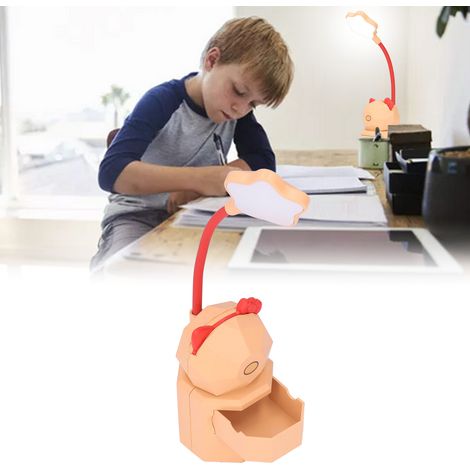 Lampe de bureau flexible universelle à motif dessin animé, rechargeable par USB, avec protection des yeux, idéale pour la lecture et l'apprentissage des étudiants. Elle offre un rangement créatif et s (1/5)