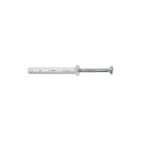 Cheville à frapper nylon NP 6-50 avec collerette plate + vis à tête fraisée zinguée - Boite de 50 - CELO - 9650NP (1/4)